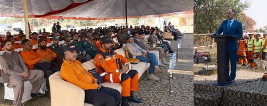 17-11-2023, Islamabad: Chairman NDMA Lt. General Inam Haider Malik addressing to the Audience during Urban Disaster Preparedness Joint Simulation Exercises as Chief Gust at CDA HQs